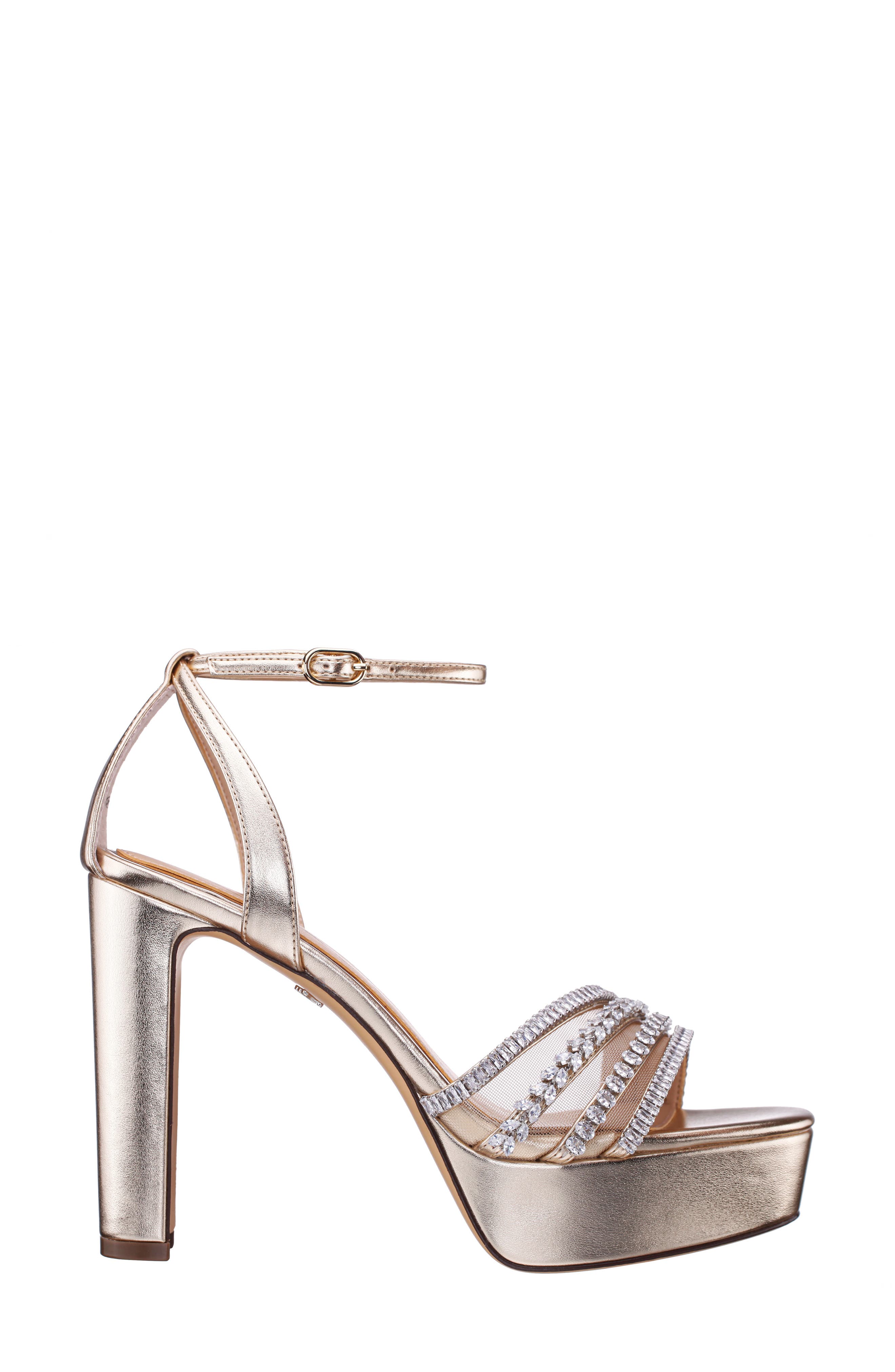 Agitha Ankle Strap Platform Sandal, Alternate, color, PLATINO