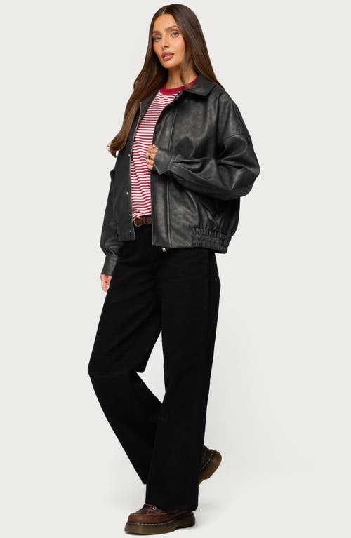 Edikted Mori Oversize Faux Leather Jacket In Black