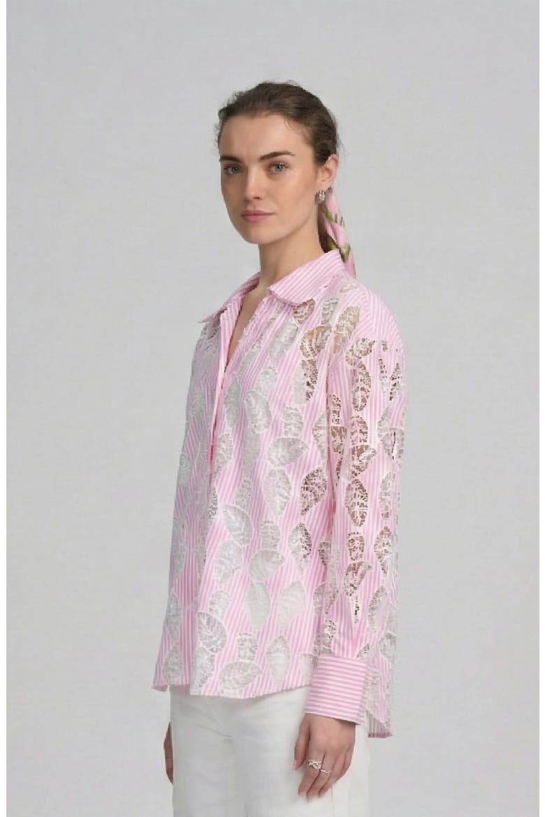Lace Striped Shirt, Alternate, color, PINK MULTI