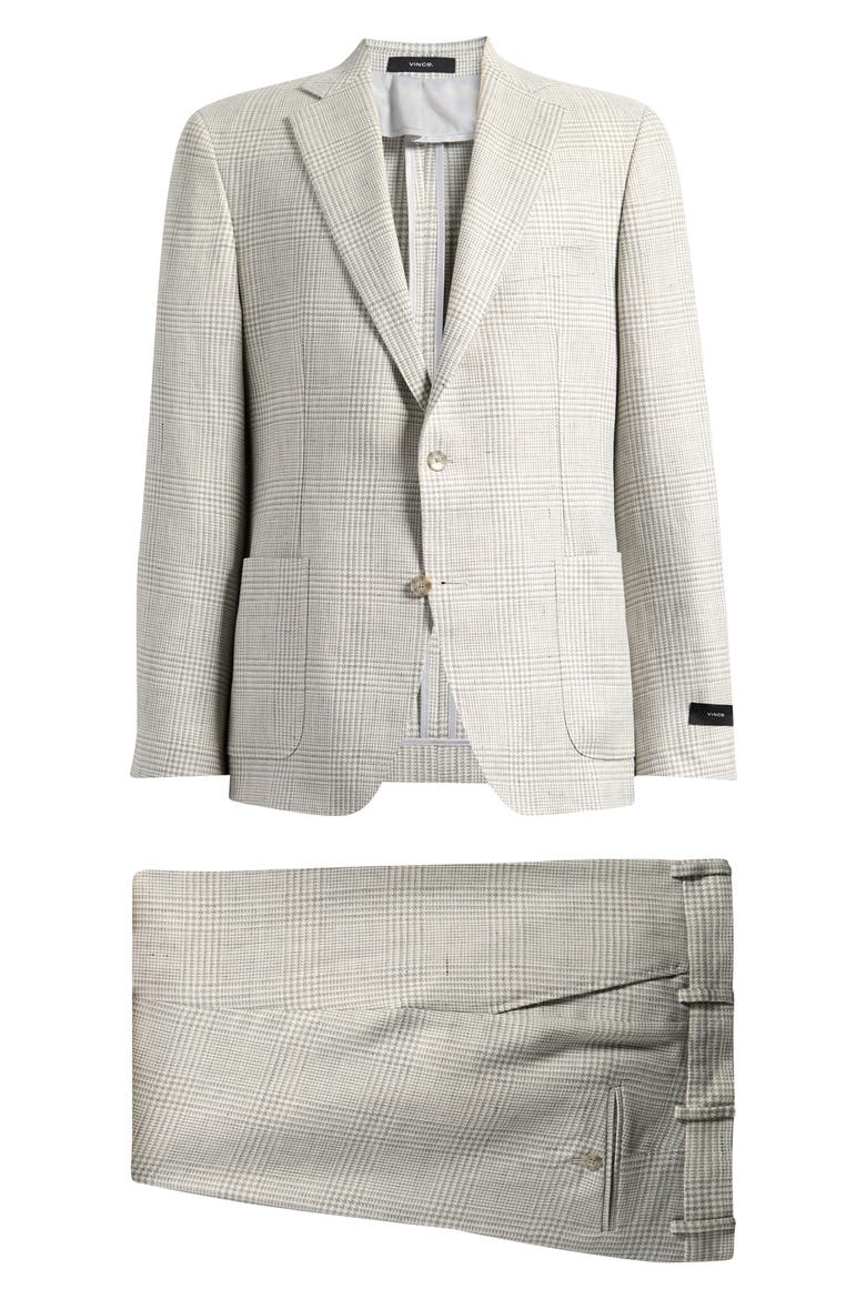 Icon Relaxed Fit Tan Glen Check Linen & Wool Suit, Main, color, CREAM/ GREY