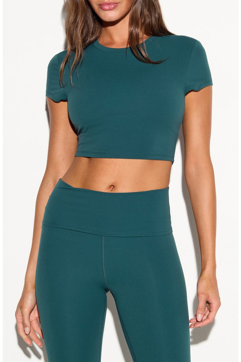 Huntley Performance Cropped T-Shirt, Main, color, EVERGREEN