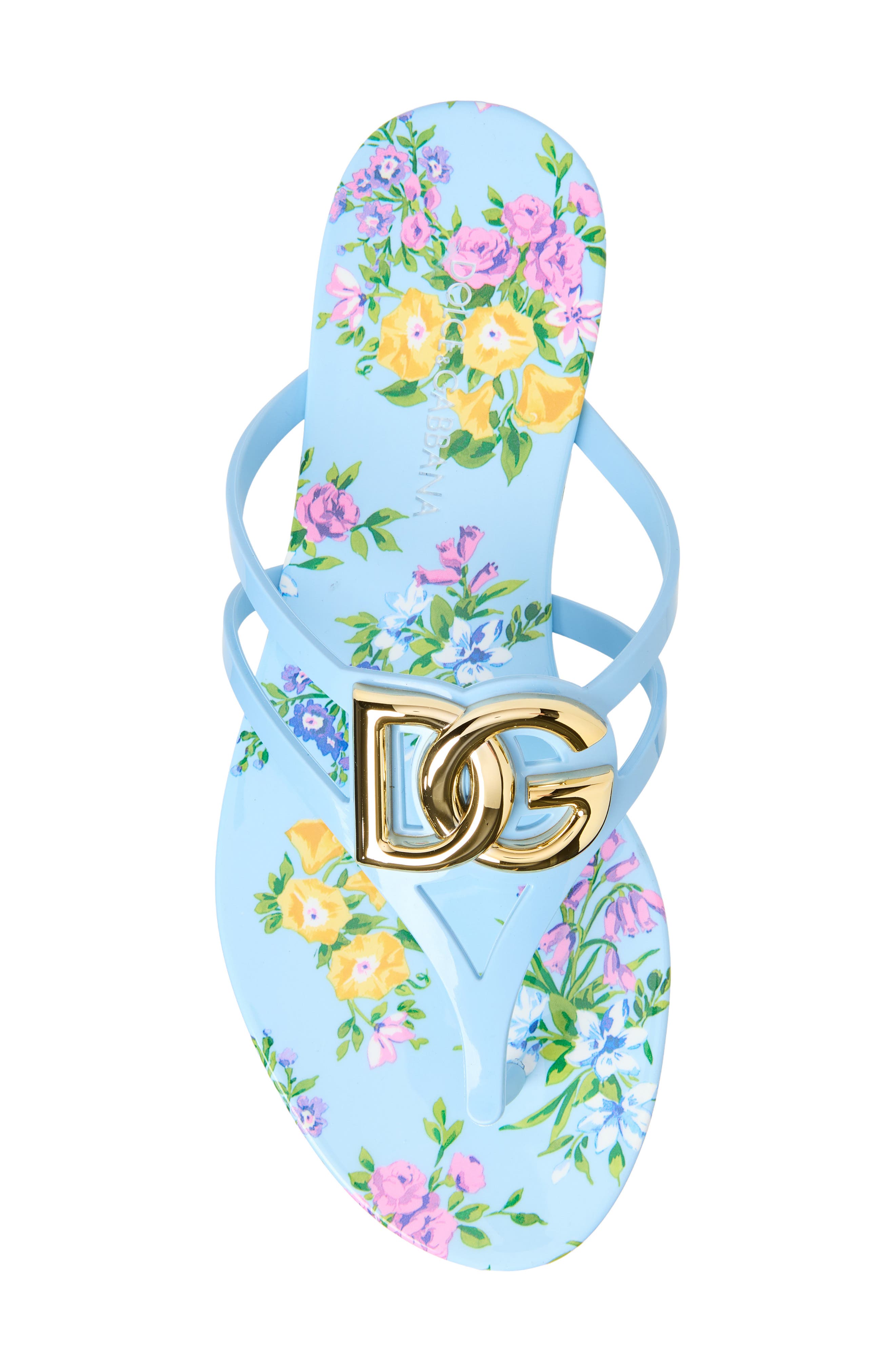 Dolce&Gabbana Logo Flip Flop, Alternate, color, Fiorellini F.celeste