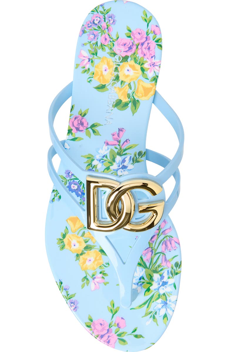 Dolce&Gabbana Logo Flip Flop, Alternate, color, Fiorellini F.celeste