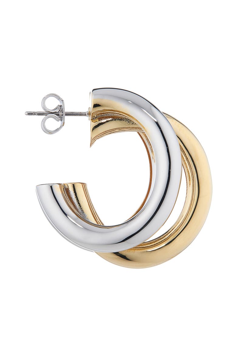 Triple Loop Two-Tone Hoop Earrings, Alternate, color, M042 SILVER / GOLD