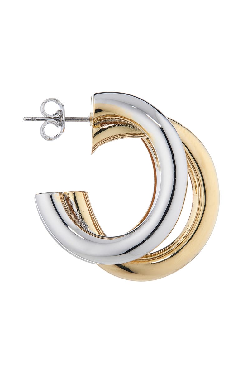 Rabanne Triple Loop Two-Tone Hoop Earrings, Alternate, color, M042 Silver / Gold