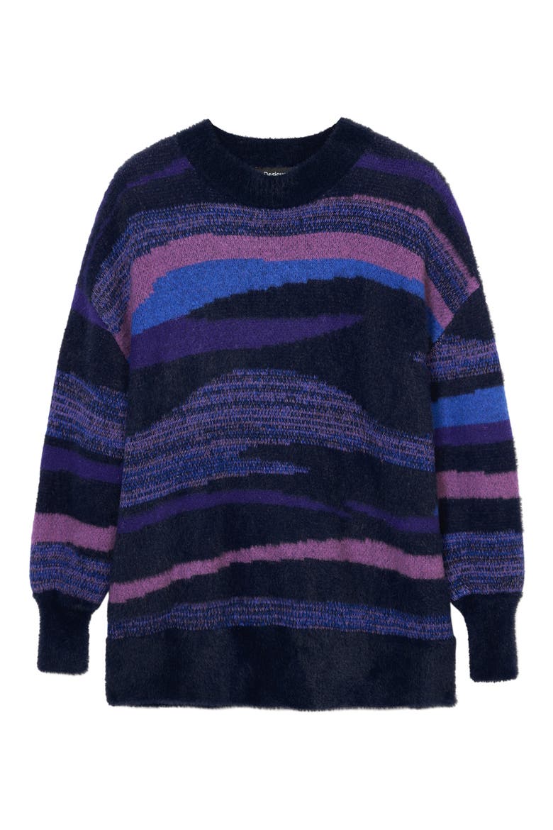 Bristol Stripe Crewneck Sweater, Alternate, color, PURPLE
