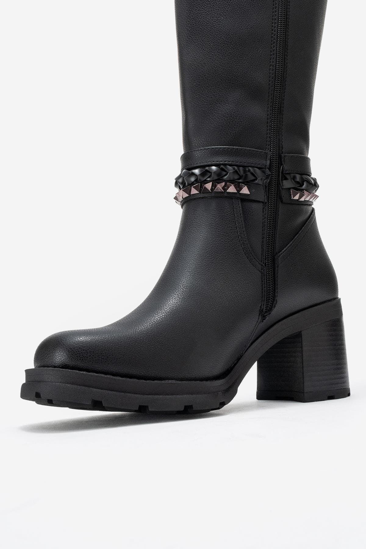 Prologue Shoes Viorra Knee High Boot, Alternate, color, Black Faux Leather