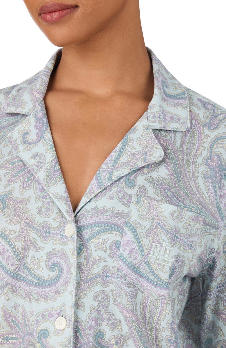 Lauren Ralph Lauren Print Cotton Blend Pajamas, Alternate, color, Multi Paisley