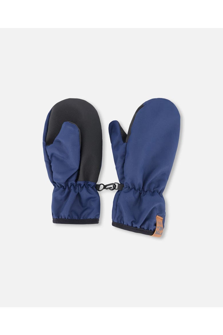 Mid-Season Extended Cuff Textured Palm Mittens, Main, color, Navy Blue