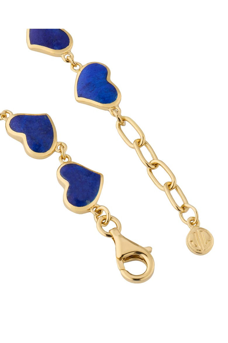All Around Heart Bracelet Set In 18K Gold Overlay Sterling Silver, Alternate, color, BLUE