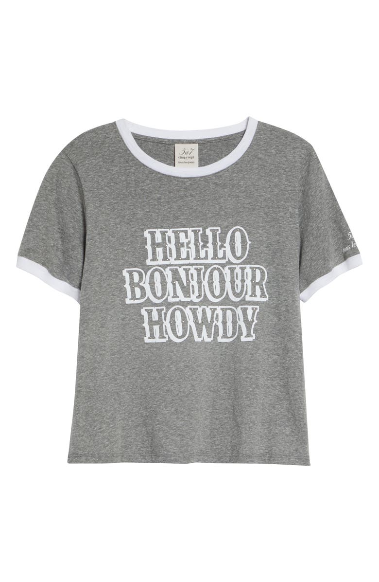 Cinq à Sept Hello Bonjour Howdy Graphic T-Shirt, Alternate, color, Charcoal Heather Grey/ Multi