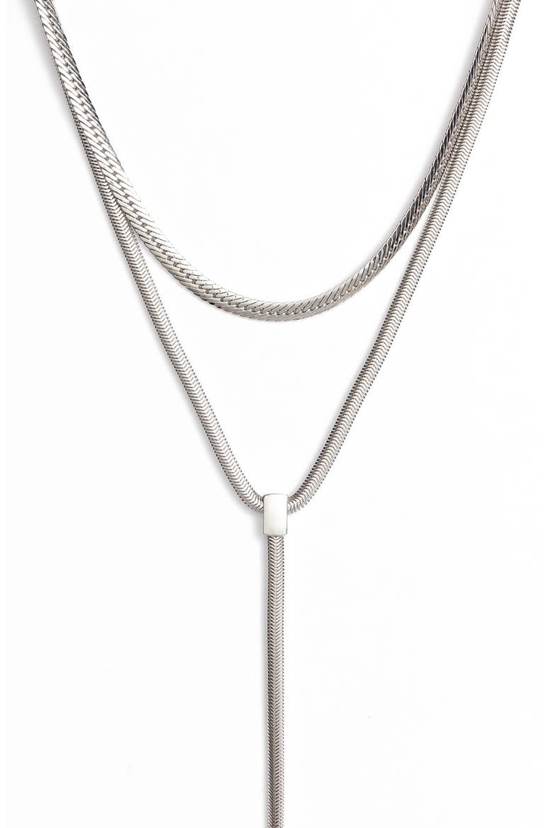 2-in-1 Snake Chain Lariat Necklace (Nordstrom Exclusive), Alternate, color, RHODIUM