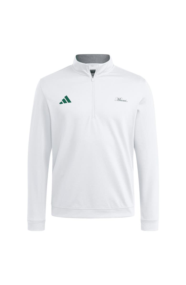 adidas Men's adidas White Miami Hurricanes Elevated Quarter-Zip Jacket, Alternate, color, White