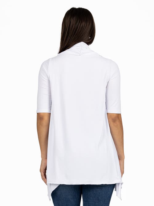 24seven Comfort Apparel Maternity Loose Fit Open Front Cardigan In White