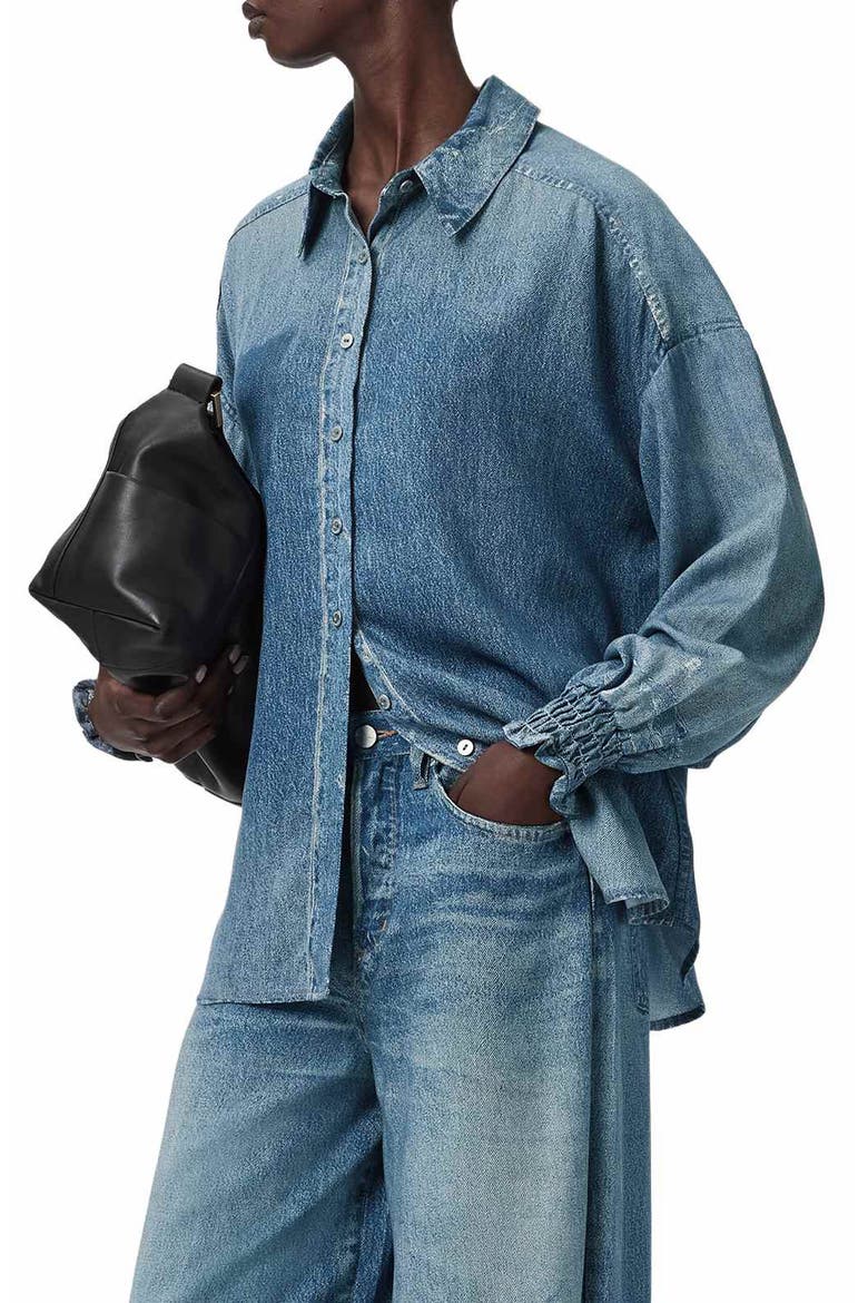 Charli Button-Up Denim Shirt, Alternate, color, ILLUSION INDIGO