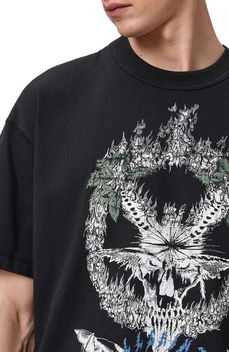 AllSaints Palm Ripper Graphic T-Shirt, Alternate, color, Washed Black