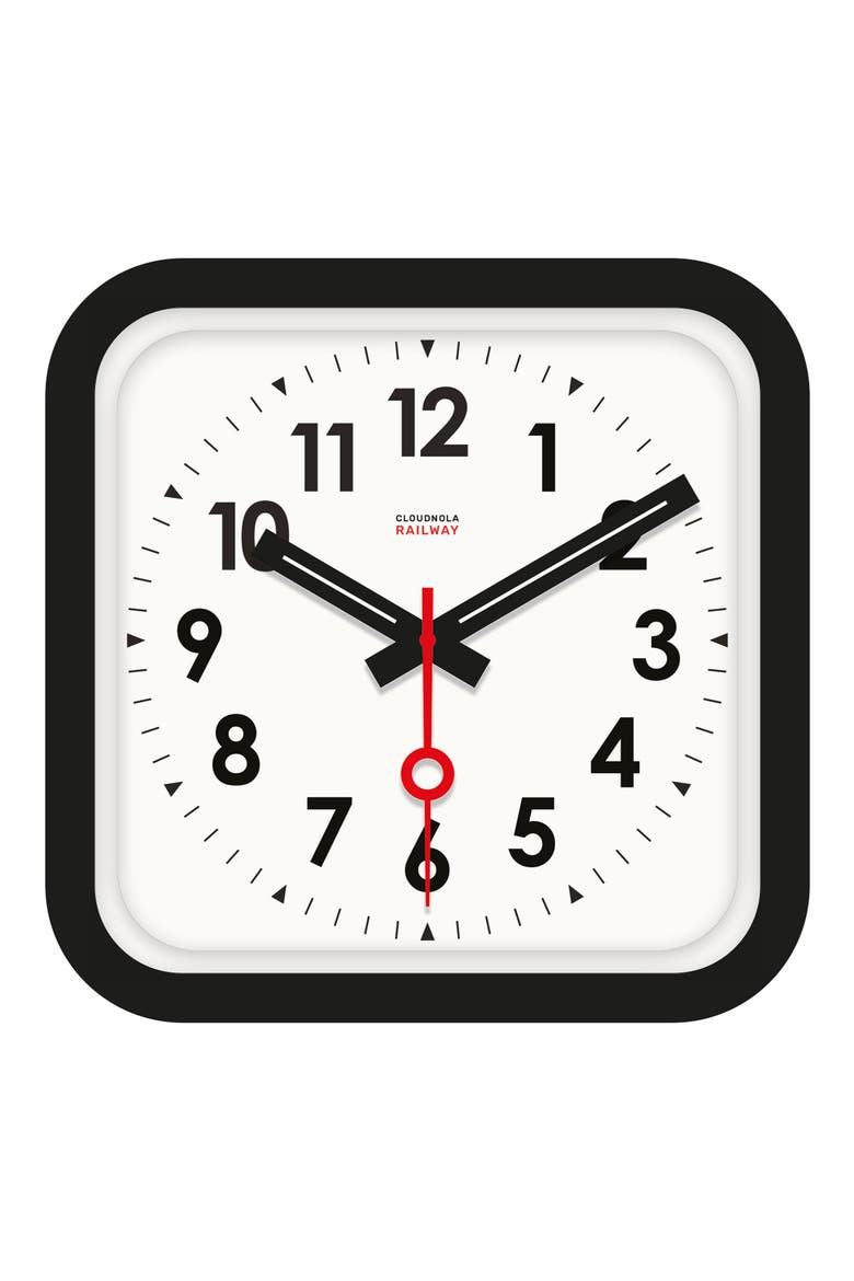 Big Railway Indoor/Outdoor Square Clock, Main, color, BLACK