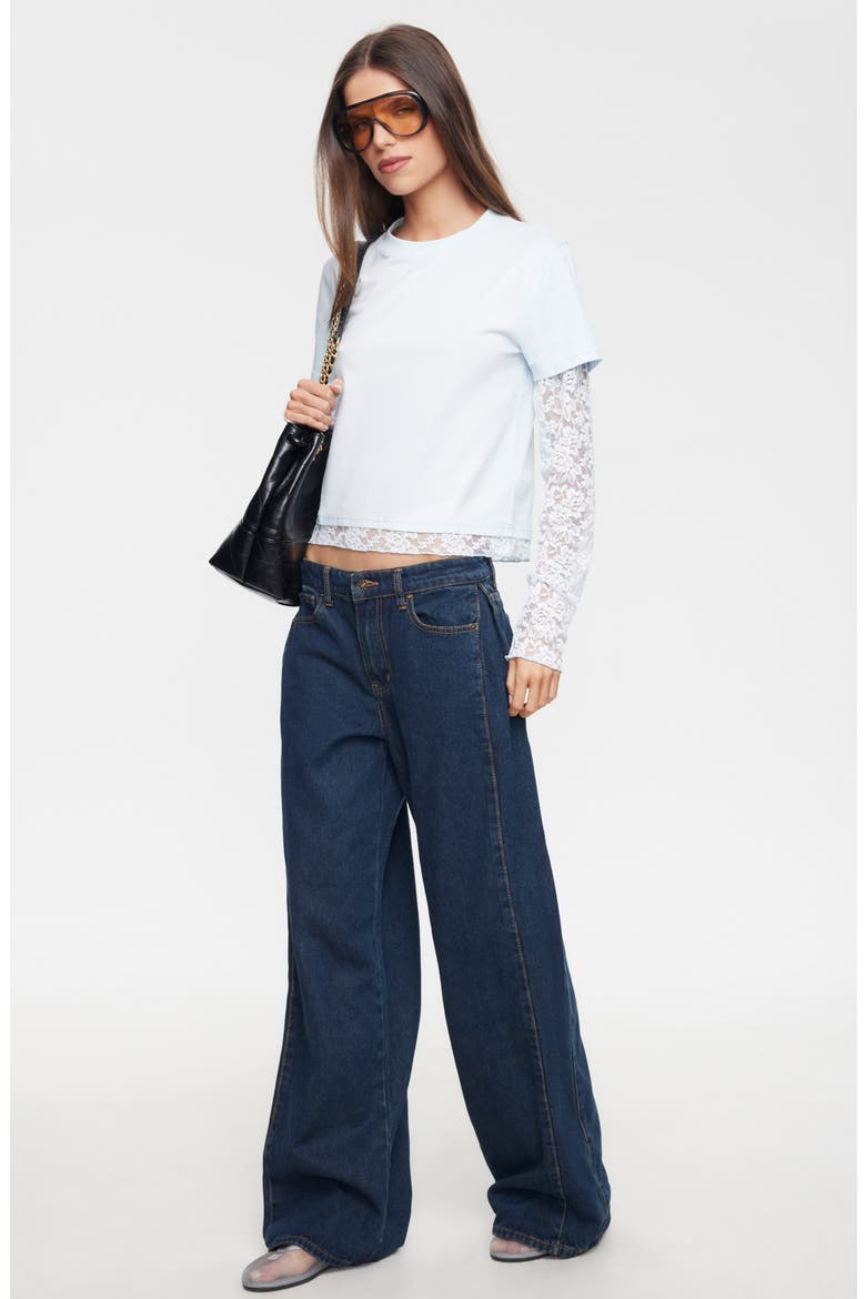 Baby Bottega Lace Trim Layered Tee, Alternate, color, SOFT BLUE