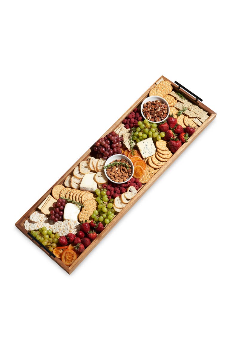 Acacia Wood Longboard Cheese Board with Metal Handle, Main, color, Wood