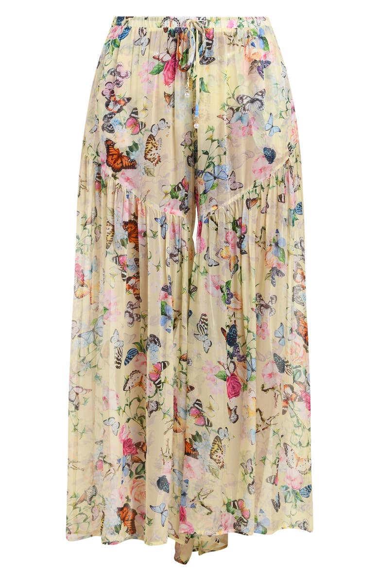 L'AGENCE Garden Butterflies Wide Leg Cover-Up Pants, Alternate, color, Yellow Multi