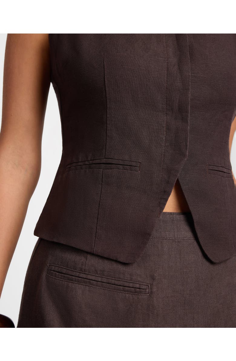 Onia Air Linen Straight Neck Top, Alternate, color, Espresso