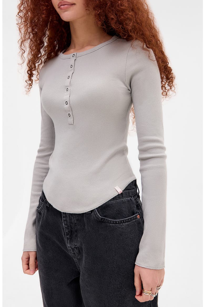 Drake Popper Cotton Henley, Main, color, GREY MARL