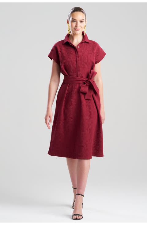 Textured Cotton Jacquard Shirt Dress