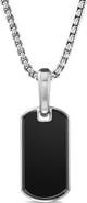 David Yurman Men's Chevron Tag in Sterling Silver with Black Onyx, 21mm