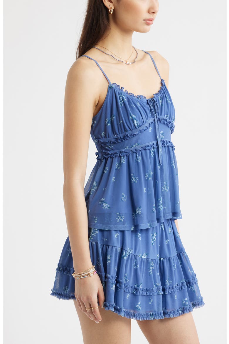 Floral Mesh Ruffle Trim Camisole, Alternate, color, BLUE COLONY MEADOW CLUSTERS