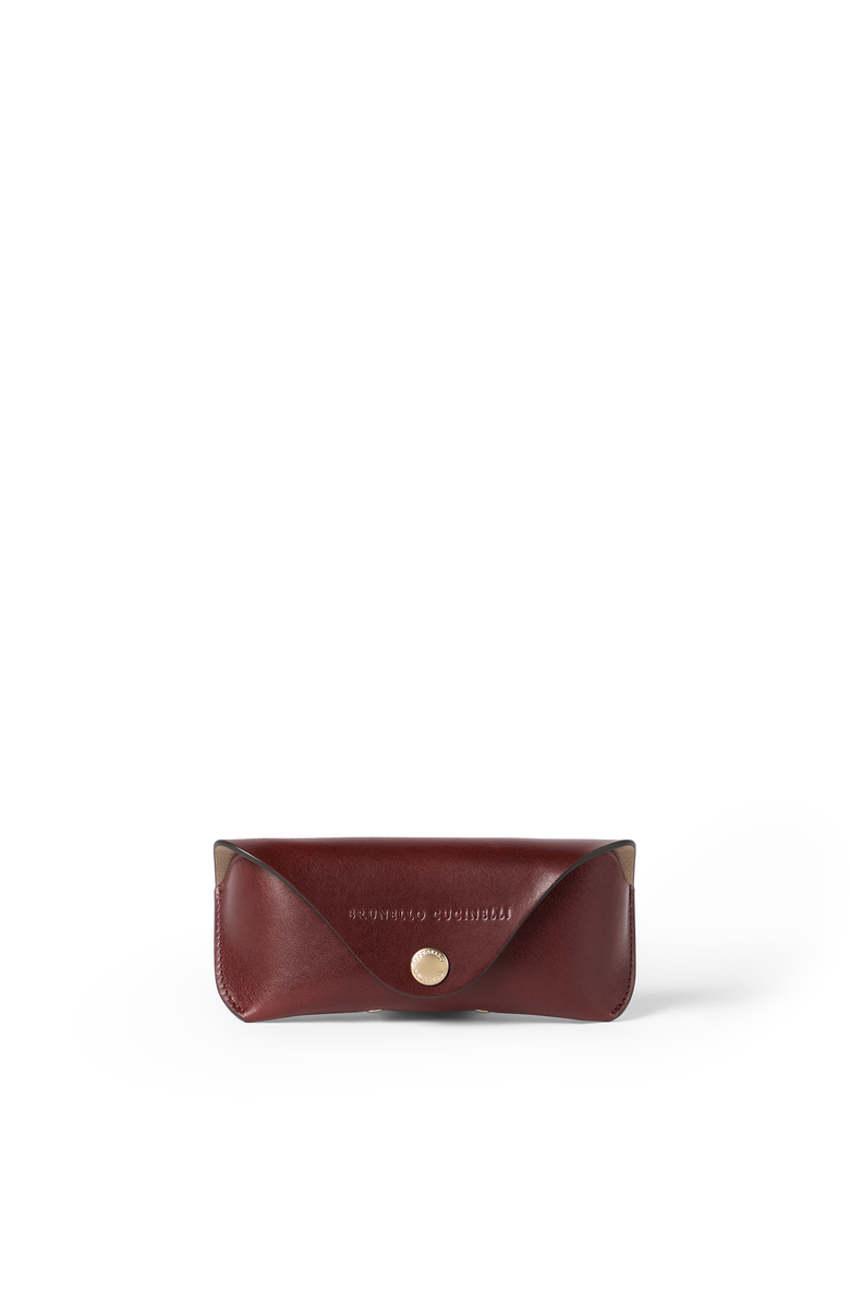Brunello Cucinelli Calfskin glasses case, Main, color, Wine