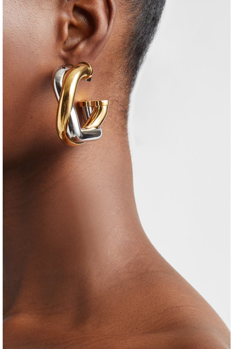 Les Boucles Doppio Hoop Earrings, Alternate, color, GOLD / SILVER 276