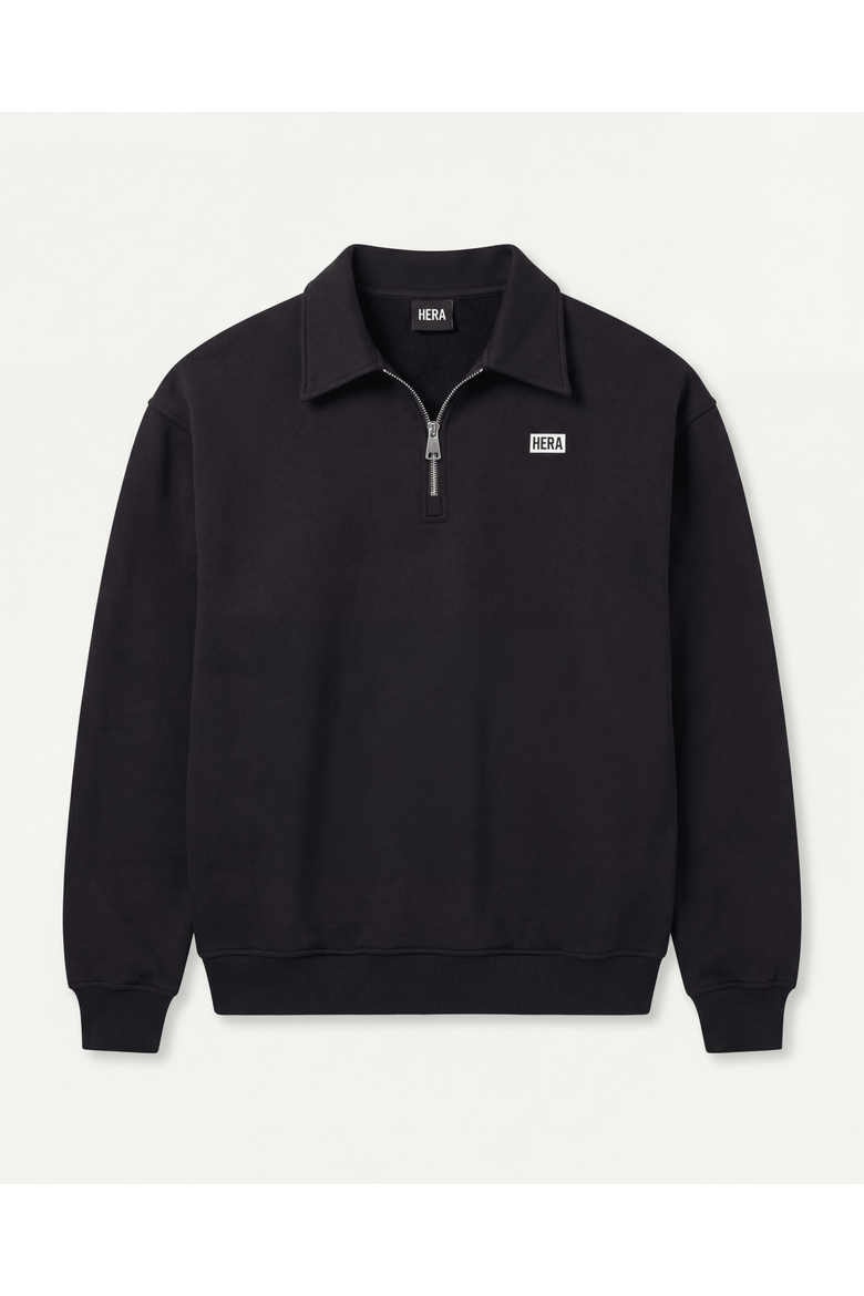 Collective 1/4 Zip Relaxed Sweatshirt, Alternate, color, Black