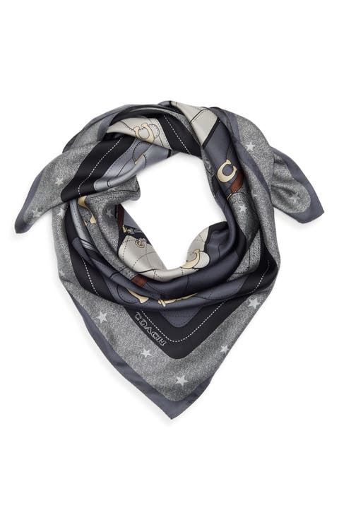Stacked Tabby Star Print Silk Scarf