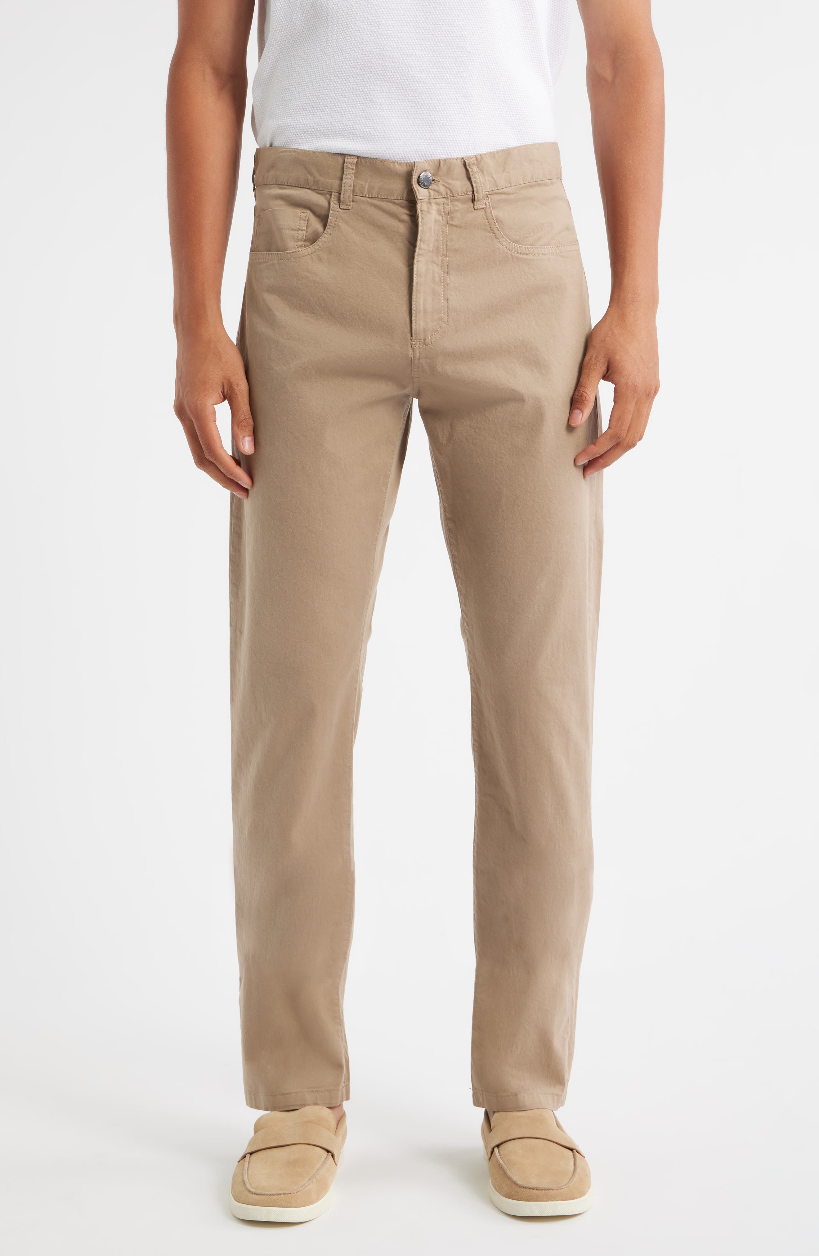 Canali Regular Fit 5-Pocket Cotton Stretch Twill Pants