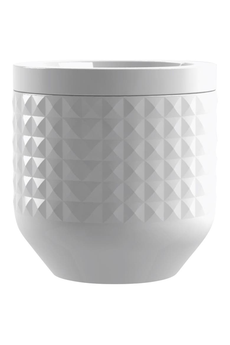 Small Diamond Embossed Stoneware Canister, Alternate, color, WHITE