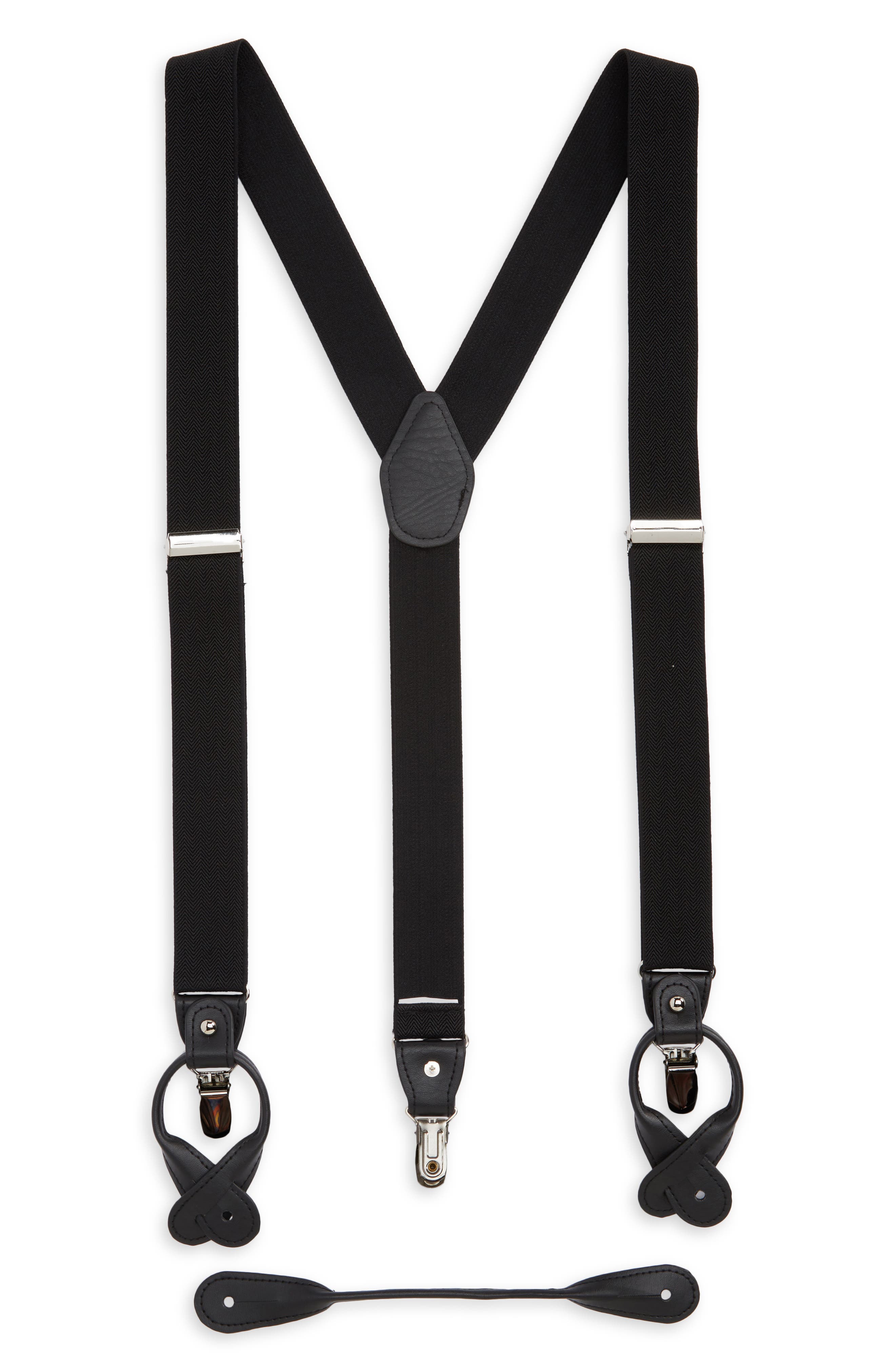 Ike Behar IB Black Herringbone Suspenders