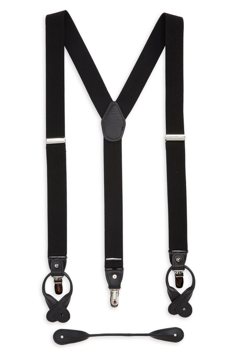 IB Black Herringbone Suspenders, Main, color, BLACK