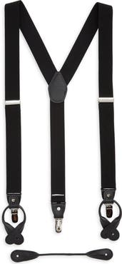 Ike Behar IB Black Herringbone Suspenders