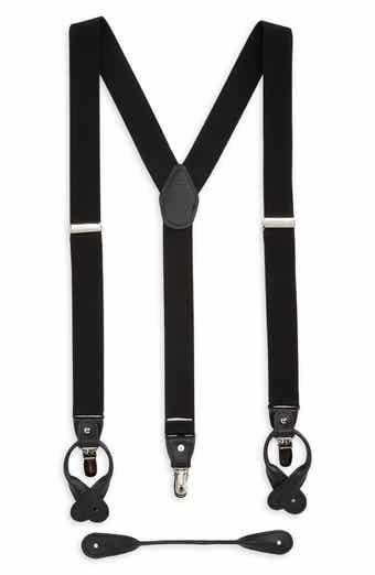 Ike Behar IB Black Herringbone Suspenders