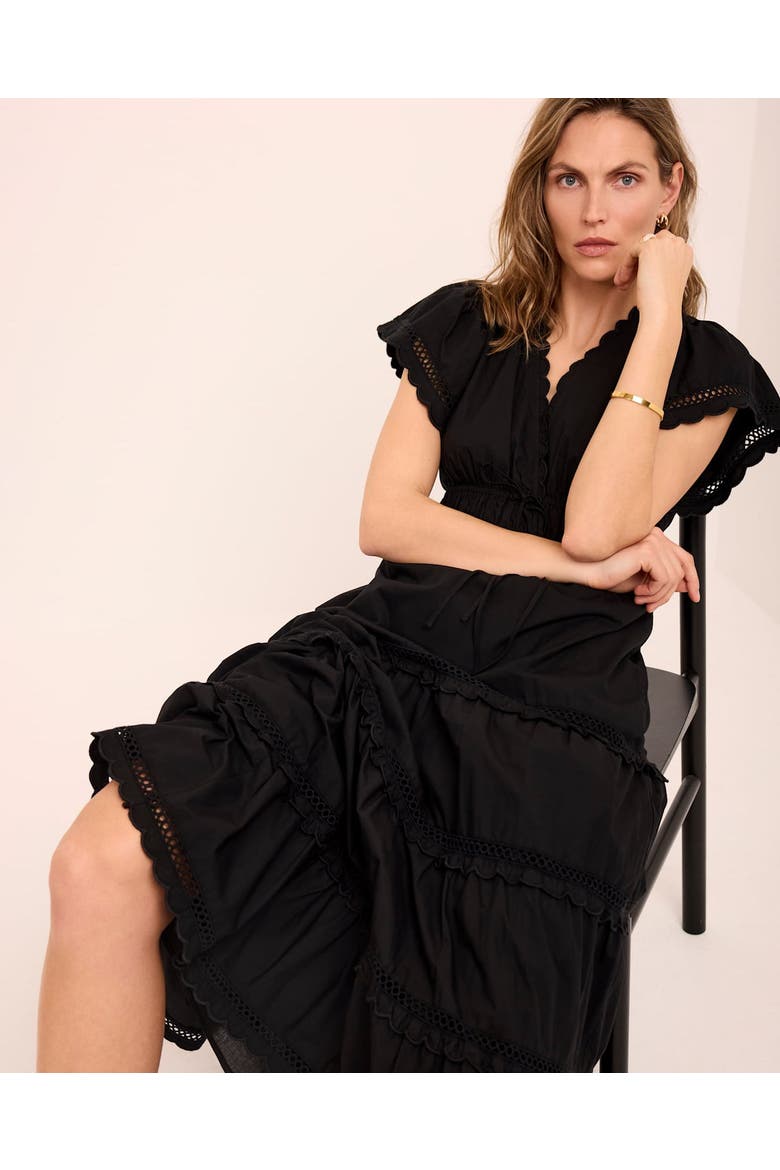 Cotton Ruffle Maxi Dress, Alternate, color, Black