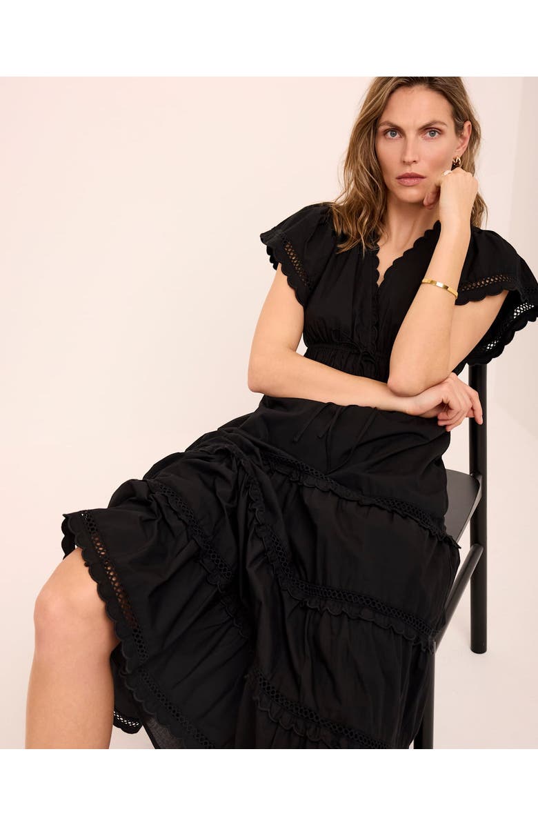 MINT VELVET Cotton Ruffle Maxi Dress, Alternate, color, Black