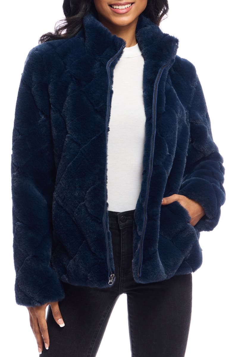 DONNA SALYERS FABULOUS FURS Paige Faux Fur Quilted Jacket, Main, color,
