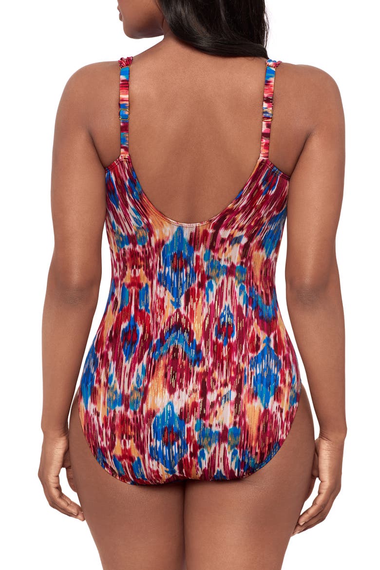 Dorado Siren Ikat Print One-Piece Swimsuit, Alternate, color, RED MULTI