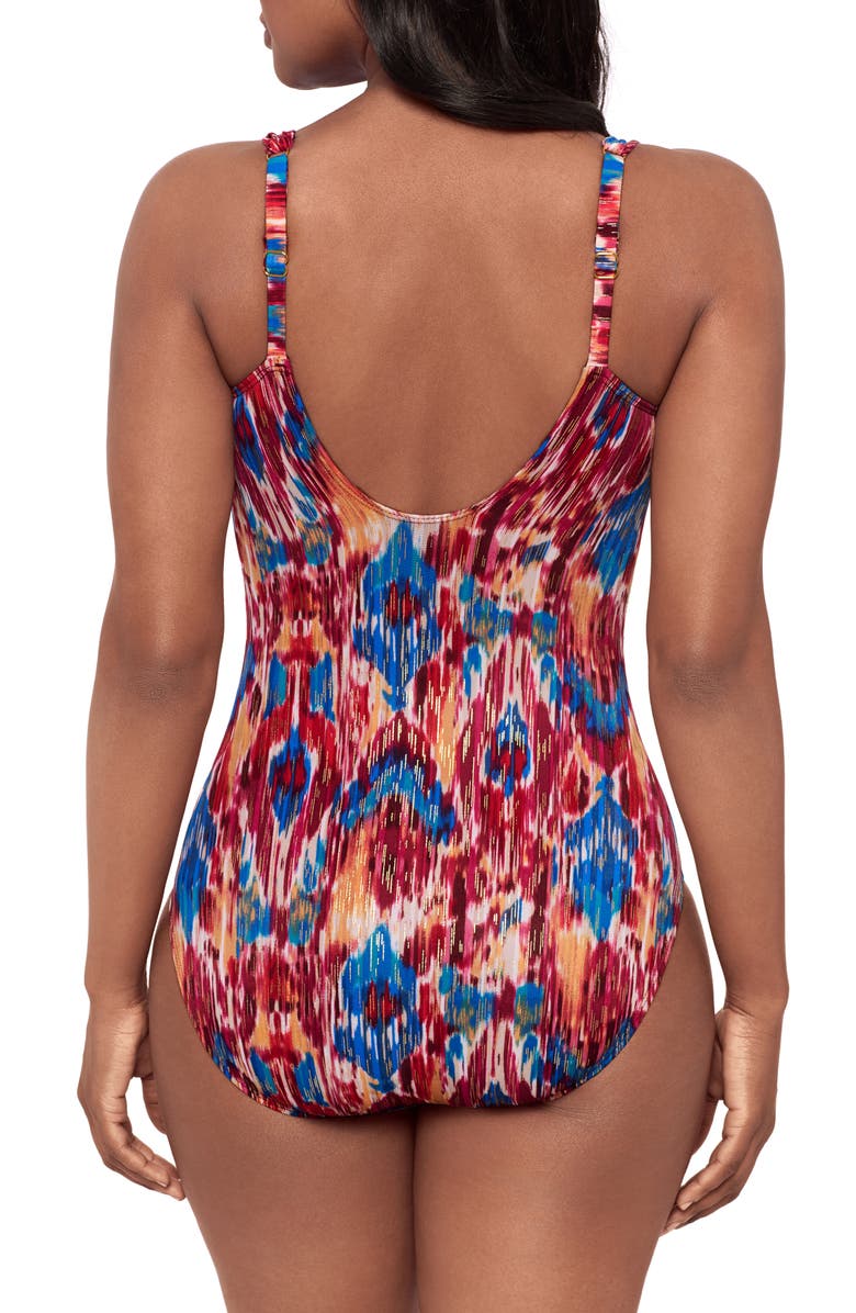 Miraclesuit<sup>®</sup> Dorado Siren Ikat Print One-Piece Swimsuit, Alternate, color, Red Multi
