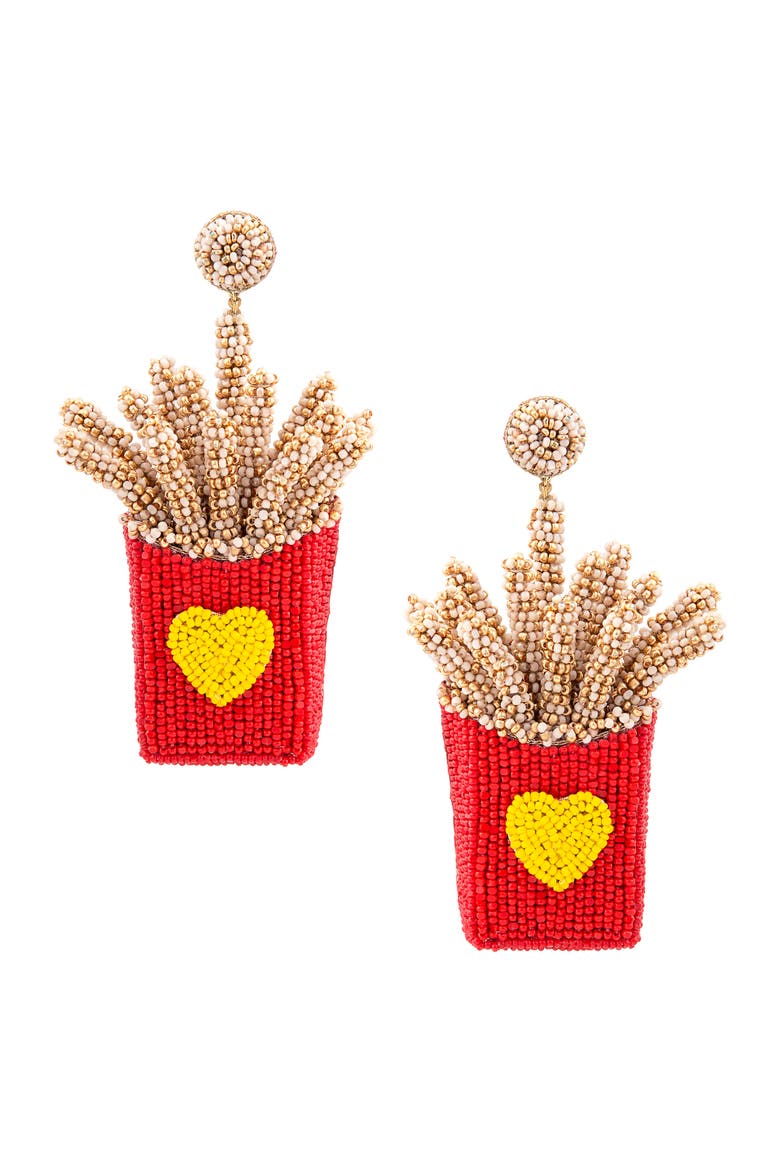 Fries Drop Earrings, Main, color, RED