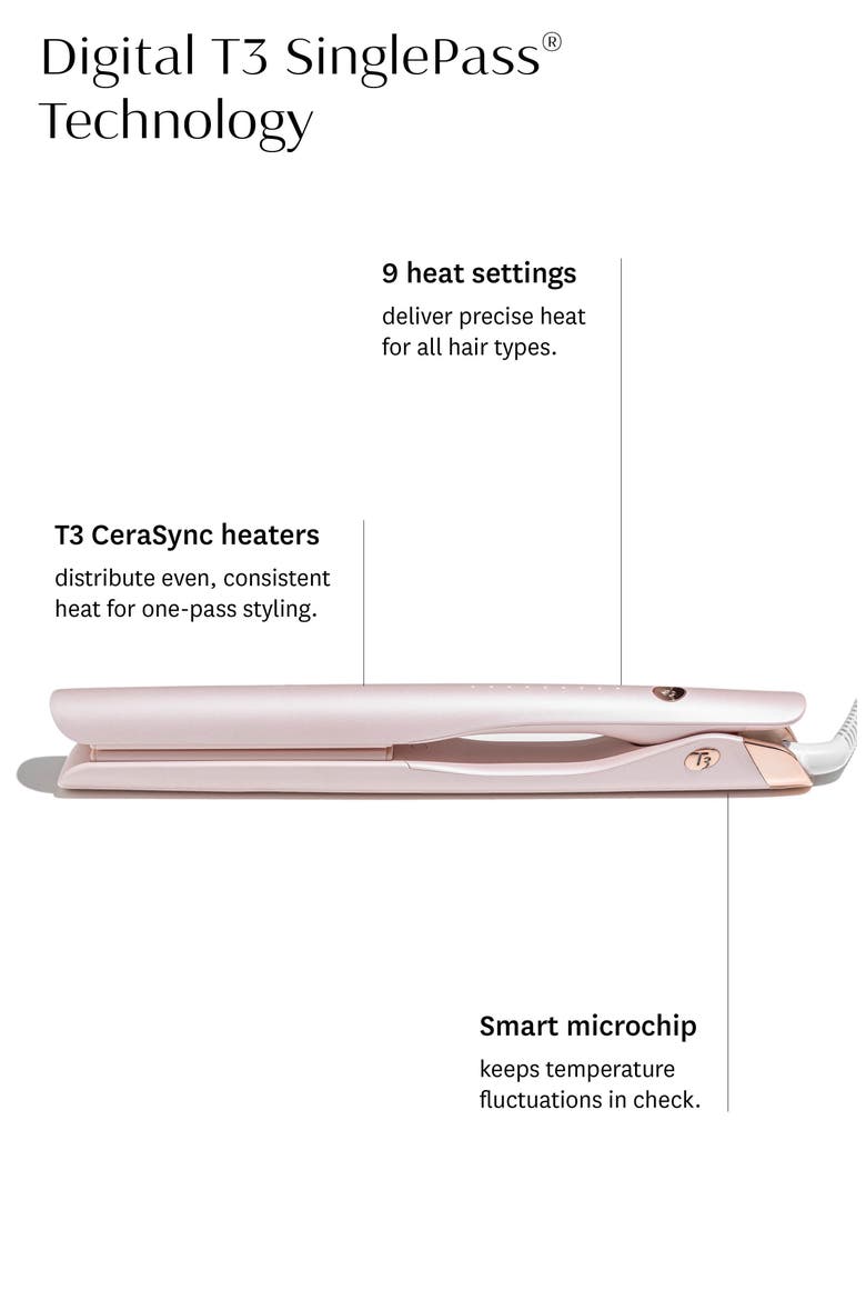 SinglePass Smooth X 1" Flat Iron with Extra-Long Ceramic Plates, Alternate, color, SATIN BLUSH