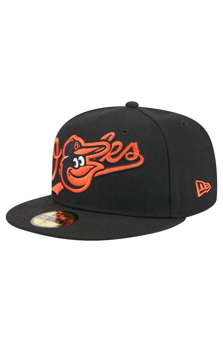 New Era Men's New Era Black Baltimore Orioles Overlap 59FIFTY Fitted Hat, Main, color, 