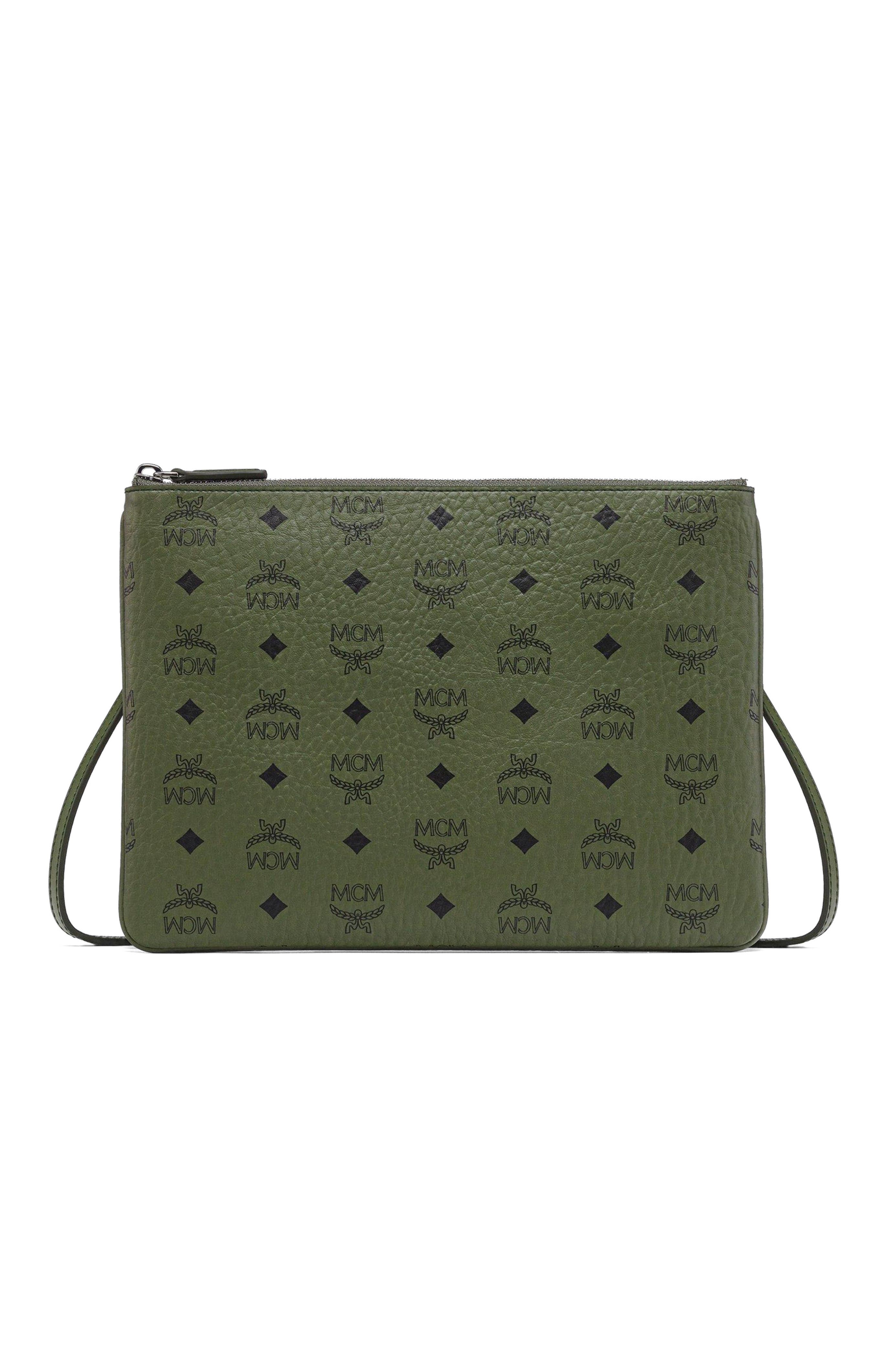 MCM Crossbody Pouch in Visetos Original, Main, color, Green