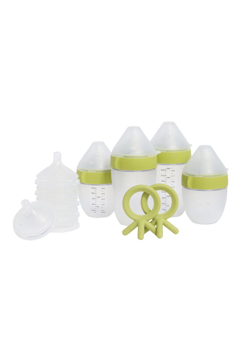Newborn Starter Baby Bottle & Teething Ring Set, Main, color, GREEN