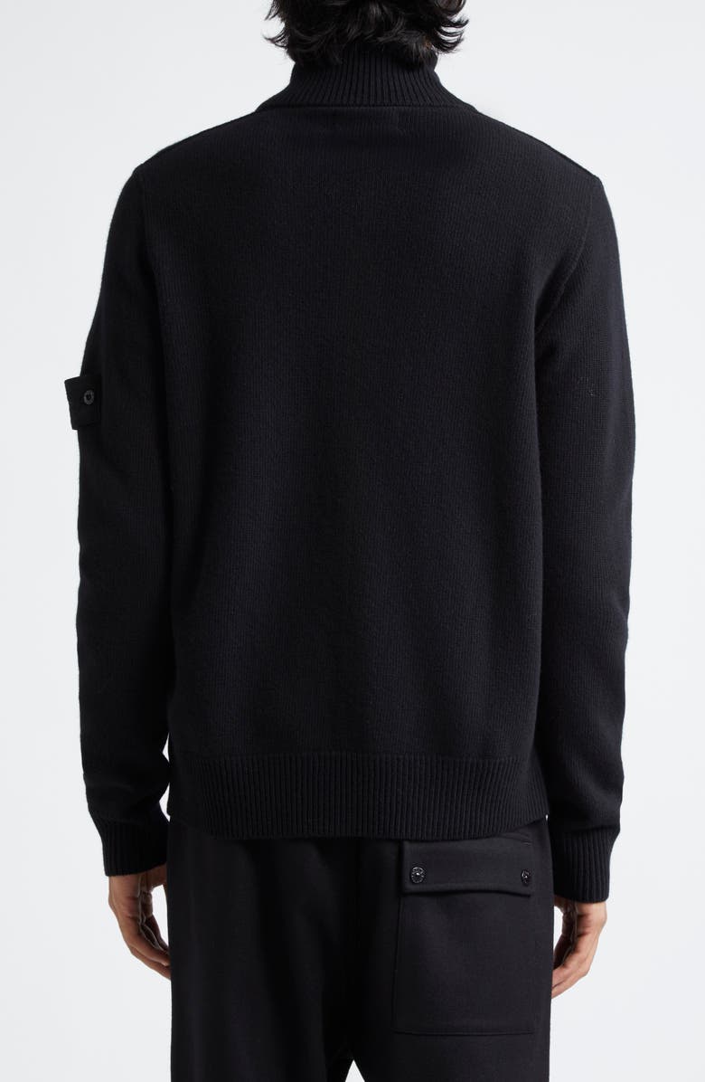 Stone Island Compass Logo Virgin Wool Zip Cardigan, Alternate, color, 